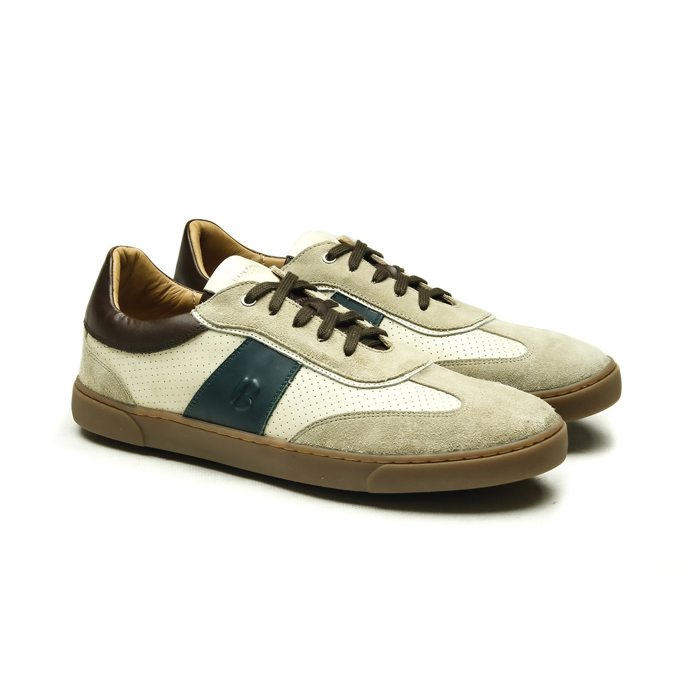 Manchester Chaussures Homme (Sneaker) Combi Daim Naturel Crust Brut Vert