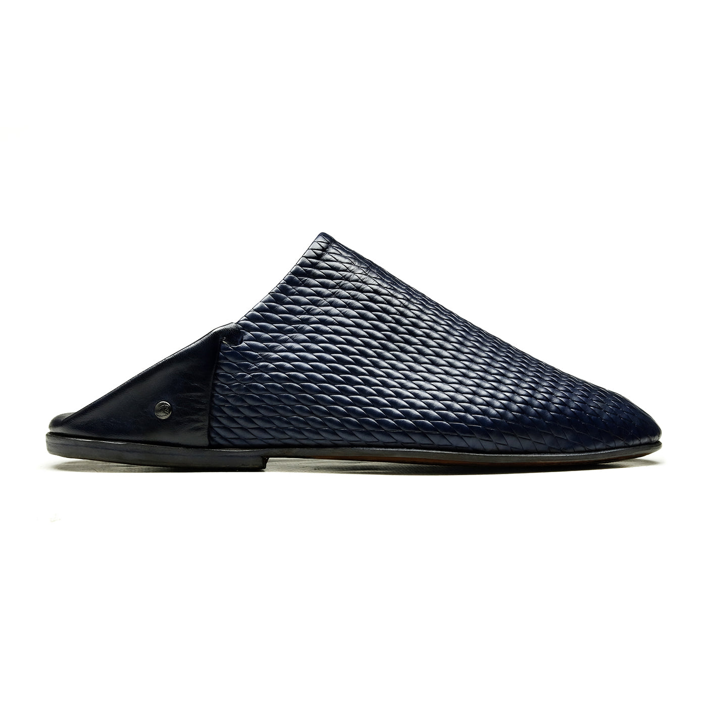 Belgha Chaussures Homme (Babouche) Cuir Gaufré Bleu