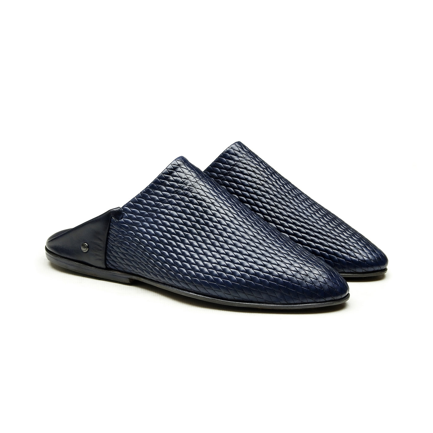 Belgha Chaussures Homme (Babouche) Cuir Gaufré Bleu
