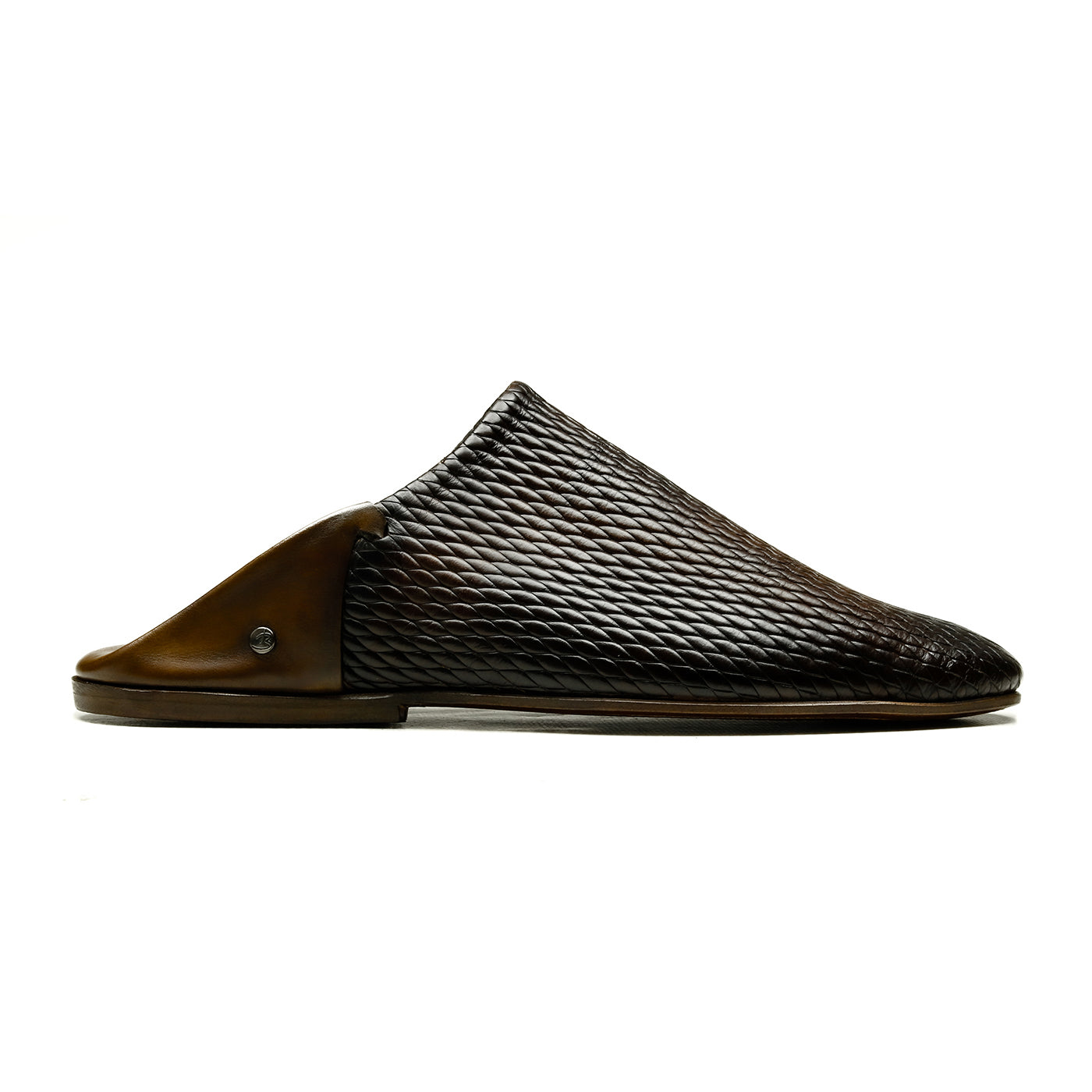 Belgha Chaussures Homme (Babouche) Cuir Gaufré Marron