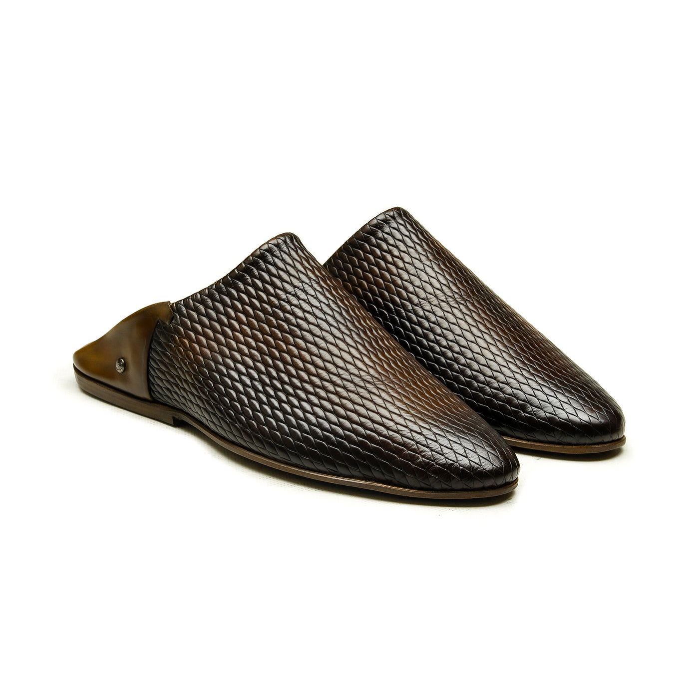 Belgha Chaussures Homme (Babouche) Cuir Gaufré Marron