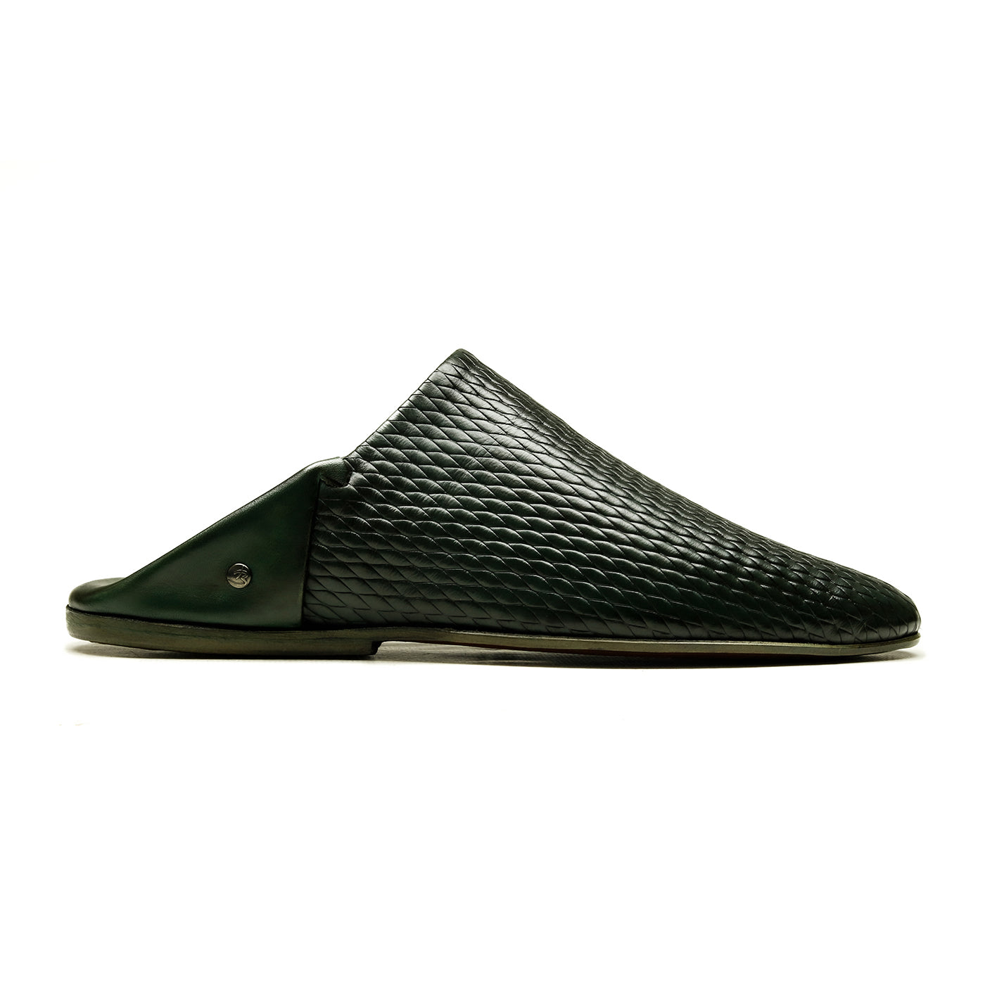 Belgha Chaussures Homme (Babouche) Cuir Gaufré Vert