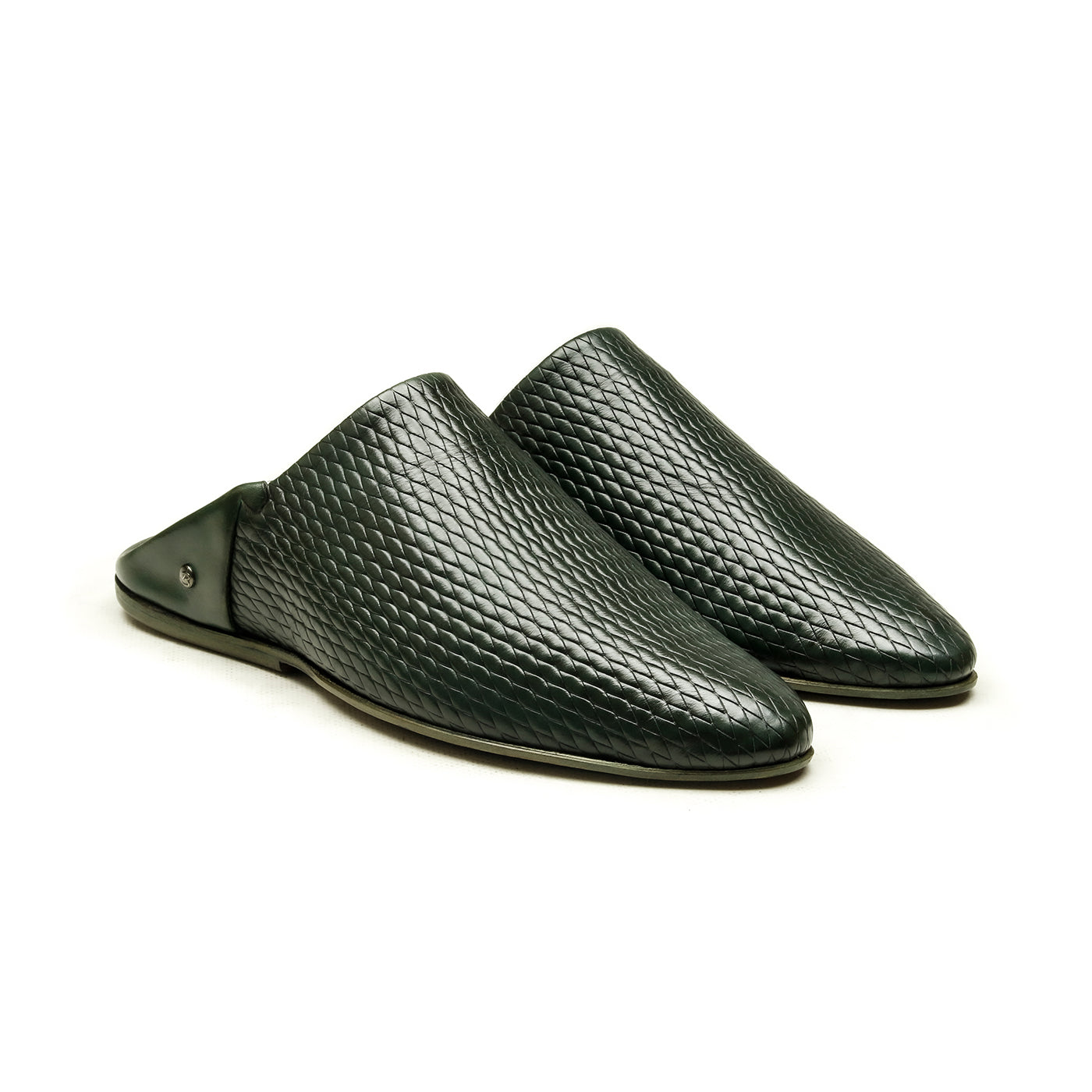 Belgha Chaussures Homme (Babouche) Cuir Gaufré Vert